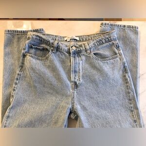 Berthie Paris Light Blue Denim High Waist Button-Fly Straight Leg Mom Jeans XL